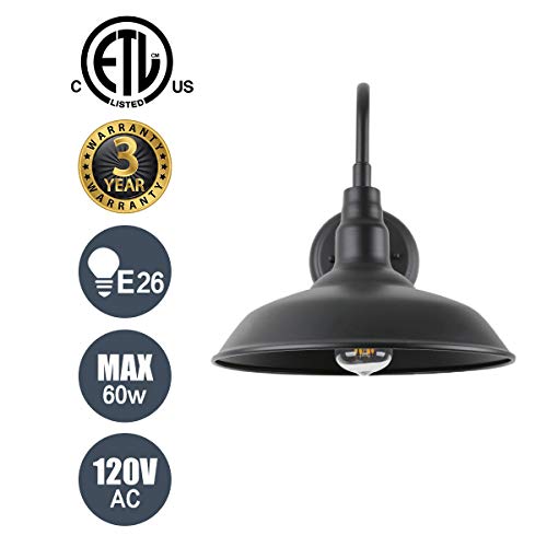 Goalplus 10In. Gooseneck Barn Light 4 Pack Farmhouse Wall Mount Light Fixture Exterior Waterproof Black Industrial Wall Sconce For Porch, Garage, Patio And Doorway, E26, Lm2201-4P #TOP6