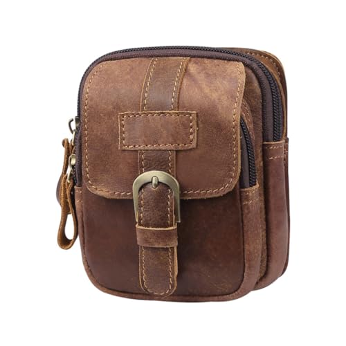 Riñonera de viaje de cuero para hombre y cinturón para teléfono móvil