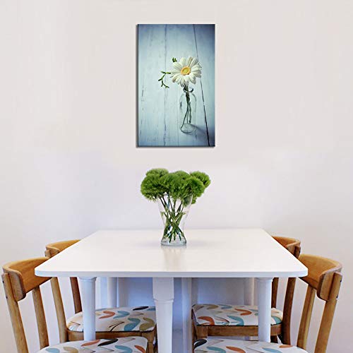 Viivei Beautiful Flower Canvas Print Wall Art Floral Home Decor Picture Poster For Bedroom Living Room Office Blue Painting Framed Ready To Hang #TOP2