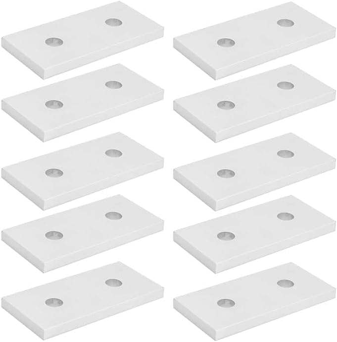 2 Hole | Straight Flat Joining Plate | Aluminum | 10 Series (10pcs) Compatible with 80/20 4107 1 inch Fractional Aluminum Extrusion Profiles