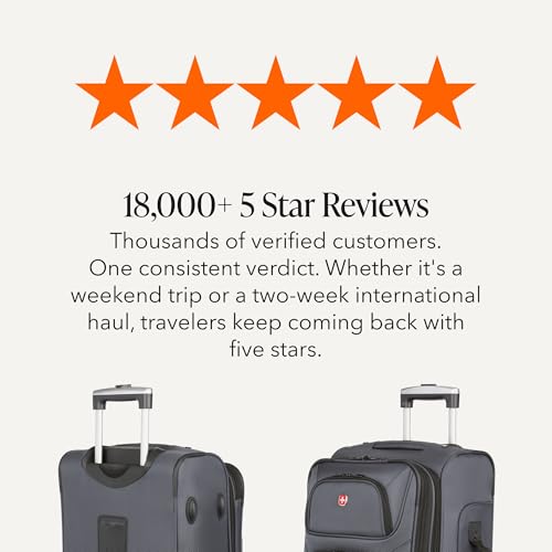 SWISSGEAR Sion Softside Expandable Spinner Luggage Durable Lightweight Travel Suitcase, Dark Grey, 2-Piece Set (Carry-On/Medium) by SwissGear - Used condition - Image 9