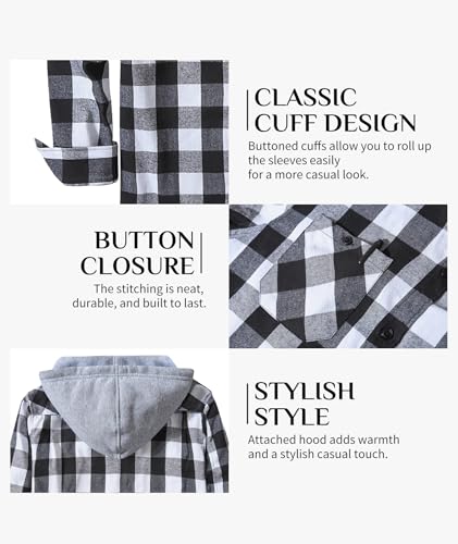 Swisswell Men's Flannel Button Down Plaid Hoodie Shirt w/ Pockets - image 6