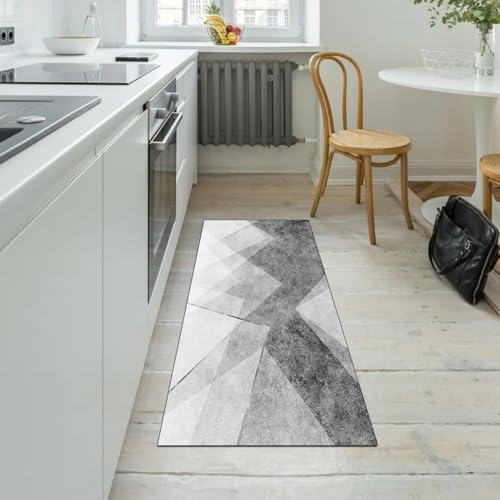 Alfombras de pasillo que no se mueven lavables color gris moderno 5