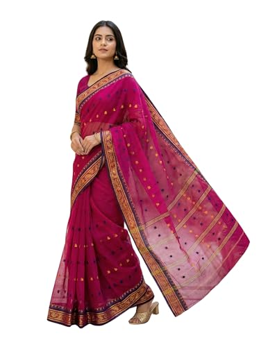 Image of WoodenTant Women's Pure Cotton Taant Saree with Designer Border