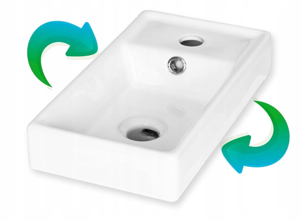 .Deftrans - Waschbecken 40 cm mit Unterschrank hängend Gäste WC Set – Mini Handwaschbecken – Eiche – inkl. Armatur, Ablaufgarnitur, klick-Klack, Siphon – Badezimmermöbel klein