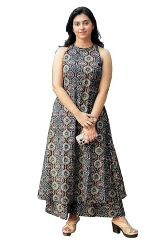 Image of Nermosa Women Pure Cotton Kurta Palazzo Set | Sleeveless Printed Kurta with Palazzo Pants | Summer Friendly, Office Wear Co-Ord Set