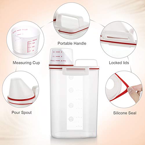 TBMax Small Rice Storage Container -4 Lbs Cereal Dispenser with Measuring Cup, Airtight Dry Food Container Bin for Pantry Storage Organization