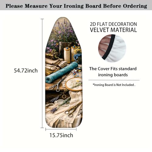 Image of Nuxovilar Lavender Embroidery Ironing Board Cover 15x54 Polyester | Iron Pad Scorch Guard laundry helper protective board shield home laundry room craft studio (Lavender Supplies)