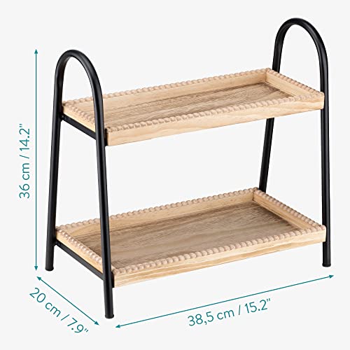 Navaris 57295.05.2 2 Tier Countertop Organizer - Bathroom Kitchen Counter Shelf Rack Caddy Tray For Storage - Small Wood Two Tiered Organization Shelves thumb #2