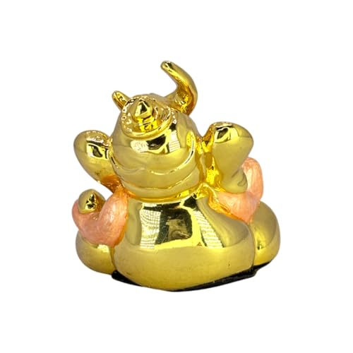Image of Pearl Orange Chanda Ganesha | Gold Plated Ganpati Idol for Car Dashboard & Home,Pooja Room, Travel, Study Table | Blessings & Prosperity | Ganesha Murti | Height 2.5 Inch