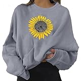 HOODG Frauen Tie Dye Loose Crewneck Pullover Sweatshirt Langarm Tops Damen Sweatshirt Rundhals Pullover Elegant Frauen Herbst Frühling Lässiges Sweatshirts Oberteile Henley Shirt Lässig T-Shirt