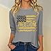 Women 3/4 Sleeve Patriotic Flag Printed Blouse 250th Anniversary USA Casual Shirts America 250 Round Neck Tops