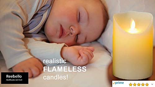 Reebello Flameless Led Flickering Candles; Battery Operated With Remote Timer Choice Of 2/4/6/8 Hours Of Operation, Flickering Or Static Light And Level Of Brightness - Real Wax Pillar Set Of 3 Piece #TOP6