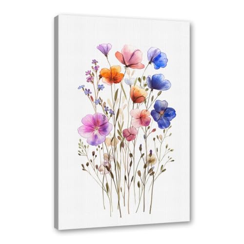 Toile murale de fleurs sauvages colorées 30x40 cm pour décoration botanique