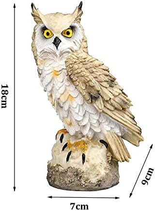 Garden Ornament Owl Decoration Gardening Gifts for Women Resin Material Collection Owl Ornaments for the Home Garden Statues Outdoor Animals Pigeon Deterrent White