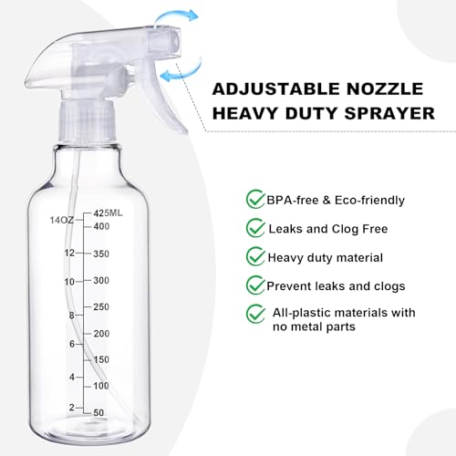 Hethyo Plastic Spray Bottle 16.9oz Empty Spray Bottles Refillable Container Trigger Sprayer for Cleaning Solutions, Water, Plants, Pet, Essential Oils, Hair, 2 Pack (Clear-scale) by Hethyo - Image 2