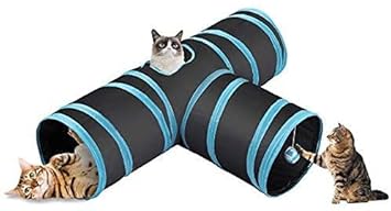 Petlicious & More Pet (T Shape) Cat Tunnel - Collapsible 3 Way Play Toy, Tube Fun for Rabbits, Kittens (Pack of One)