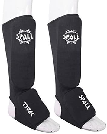 Spall Shin instep guard Protective Leg pad S M L XL Red Blue for Wrestling Sparring Karate MMA Muay Thai Boxing Kickboxing Sports Training Protective Gear Ideal for Men and Women By SPALL (M, Black)