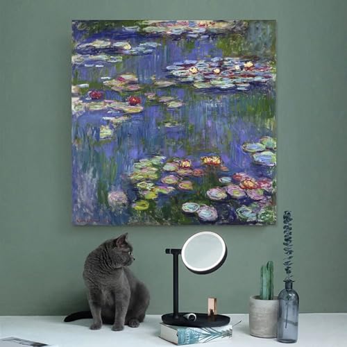 Toile nénuphars Monet 71x71 cm sans cadre pour déco salon et grand tableau impression impressionnisme