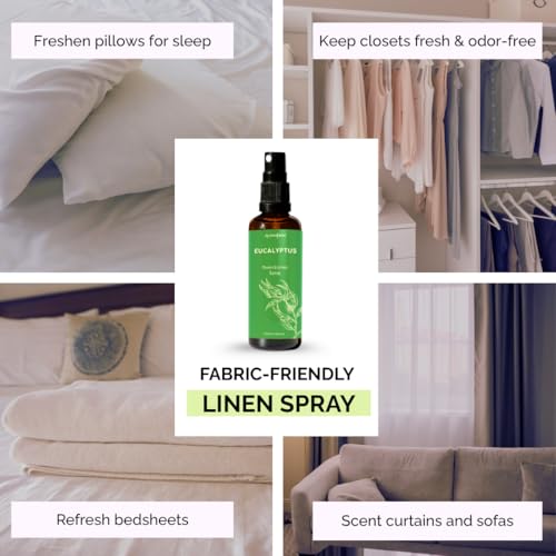 Aromafume Eucalyptus & Mint Room, Linen & Pillow Spray | 100Ml/3.38Fl Oz | With Pure Eucalyptus & Mint Essential Oil | Aromatherapy Sleep & Stress Relief | Mist For Bedding, Fabrics