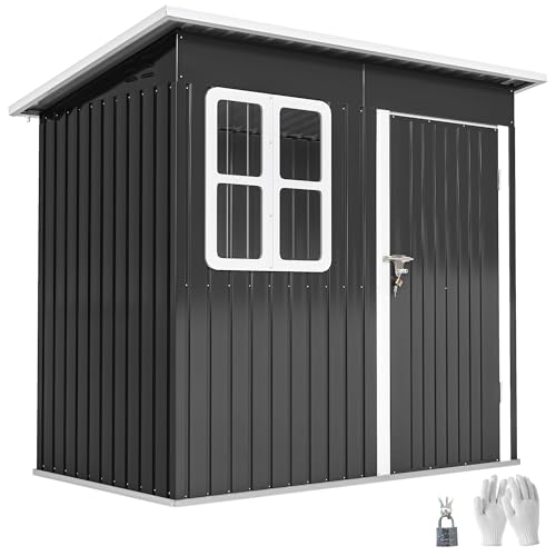 Outsunny Gerätehaus 2,55m², Gartenhaus mit Pultdach, 221 x 133 x 190/173 cm, Geräteschuppen mit...