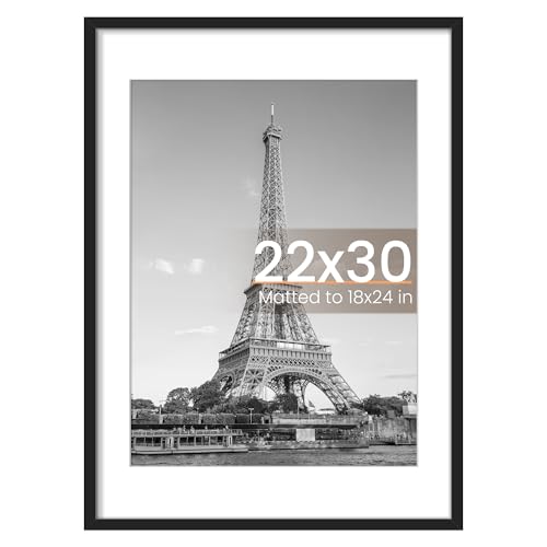 Image of upsimples 22x30 Picture Frame, Display Pictures 18x24 with Mat or 22 x 30 Without, Wall Hanging Poster Frames, Black, 1 Pack