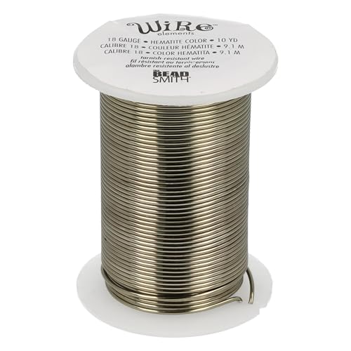Image of The Beadsmith Wire Elements 18-Gauge Lacquered Tarnish-Resistant Copper Wire for Jewelry Making, 10 Yard, 9.14 Meter Spool (Hematite Color)