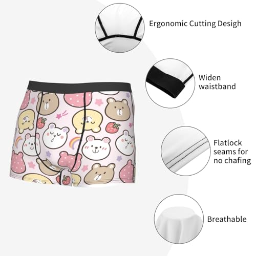 Cute Cartoon Bear Face Men's Boxer Briefs Lightweight Soft Comfort Breathable Stretch Underwear4