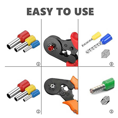 Image of HSC8 6-4A Ratcheting Ferrule Crimping Tool | 0.25-10mm (AWG 23-7) Wire Crimper Pliers | Self-Adjusting Electrical Terminal Crimping Tool for Electricians, Wiring & Industrial Use