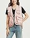 HaoMay Women's Outdoor Fishing Safari Buckle Vest Multi-pocket Photography Vest(Pink, X-Large)