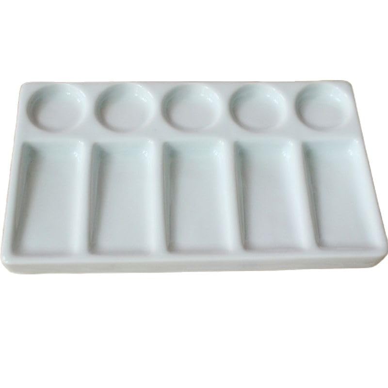 paleta malarska Biała ceramiczna prostokątna paleta farb artystycznych do akwareli gwasz akrylowy obraz olejny kaligrafia, 10 studni