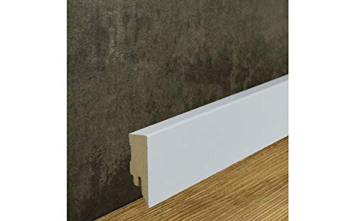 Preisvergleich Produktbild **TOPSELLER** 25 Meter Fußleisten / Sockelleisten "Ulm" (MDF foliert / 72003) - weiß