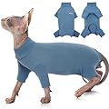 PUMYPOREITY Cat Winter Coat, Jumpsuit Soft Fleece Pullover Onesie Vest Hairless Cat Turtleneck Sweatshirt Overall for Small Medium Large Cat with Four Legs(Blue, XS)