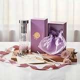 Ojasvit Tea Infuser Bottle - 12oz Double Wall Glass Tumbler with Stainless Steel Filter & Rose...