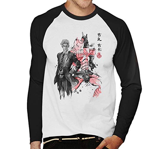 Cloud City 7 Killer Queen Sumie Jojos Bizarre Adventure Men's Baseball Long Sleeved T-Shirt White/Black