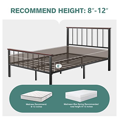 Imusee Queen Size Metal Platform Bed Frame With Headboard, Heavy Duty, Mattress Foundation, Multi-Directional Support, No Box Spring Needed, Easy Assembly, Noise Free, Black #TOP6