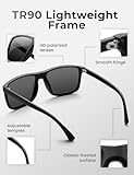 DIUWEU Polarised Sunglasses Mens Womens,Classic Fashion Sun Glasses for Driving Fishing Cycling Running,Anti Glare Ultralight TR90 Square Frame UV400 Protection (Black) - Image 4
