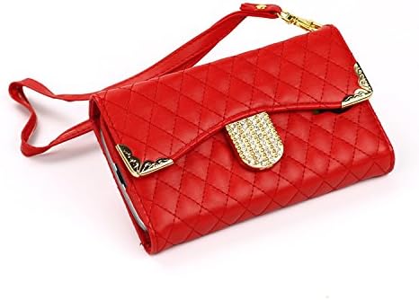Galaxy S4 Case,S4 Case,In Angel Luxury Sling Flip Leather Wallet Case Credit Card Slot Diamond Metal Buckle Long Chain Handbag Protective Cover for Samsung Galaxy S4 I9500 Red