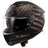 LS2 Helmets Stream II Full Face Motorcycle Helmet W/ SunShield (Matte America Gray/Black - Large)