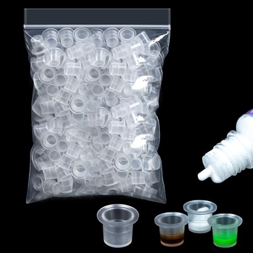 RAQEHO 200 Plastic Tattoo Ink Caps - Mix Size Ink Caps for Tattooing Non-Spill Tintas Para Tatuajes Accessories Durable Lightweight Art Supplies Tattoo Supplies Cups for Precise Tattooing Small Medium