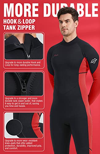 Hevto Wetsuits Men 3Mm Neoprene Adult Long Sleeve Fullsuit Scuba Diving Wet Suit Surfing Swimming For Underwater Sports (M03-Red, Xxl) #TOP4