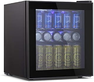 Beverage Refrigerator and Cooler - 1.6 Cu. Ft. Drink Fridge with Glass Door