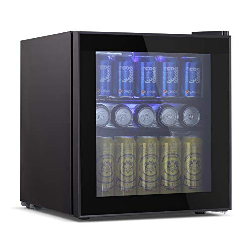 Beverage Refrigerator and Cooler - 1.6 Cu. Ft. Drink Fridge with Glass Door