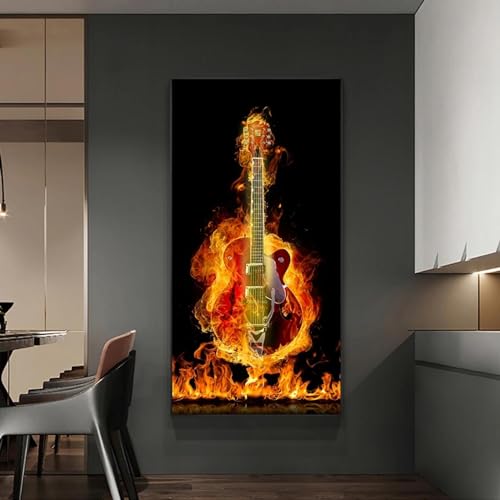 Impressions d'art sur toile guitare moderne : tableau XXL 90x180 cm KEBIA