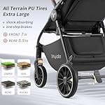 Baby Stroller, Infant Stroller with Large UPF 50+ Canopy,Luxury Pram Strollers with Leather Handle & Spacious Seat, One-Hand Foldable Pushchair, Toddler Carriage with Lie-Flat Mode(Black) - Image 4