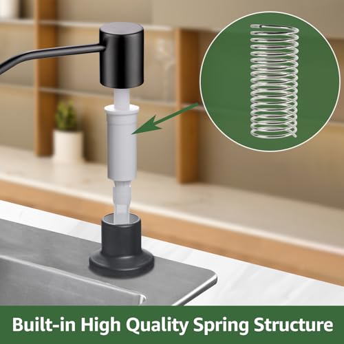 Dish Soap Dispenser for Kitchen Sink, Built in Sink Soap Dispenser Matte Black, Countertop Soap Dispenser Stainless Steel Pump with 47" Extension Tube kit, No Need to Fill Little Bottle Again by Diafline - Used condition - Image 5