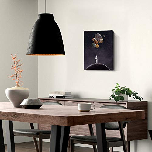 Inspirational Wall Art For Office Outer Space Decor Motivational Canvas Print Astronaut Holding Planet Creative Picture Framed Artwork For Bathroom Bedroom Kids Girls Boys Childrens Room 12X16Inch #TOP4