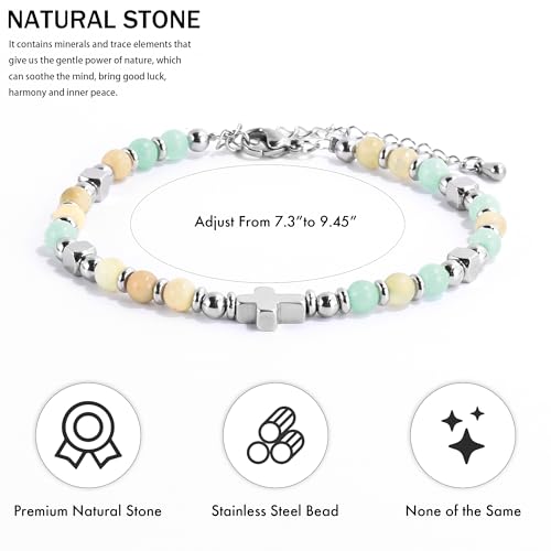 VIBILIA Cross Beaded Bracelets for Women, Silver Bracelets, Heart Boho Bracelets for Women, Birthday Gifts for Women Mom Daughter Wife Sister Coworker Friend on Christmas Thanksgiving3