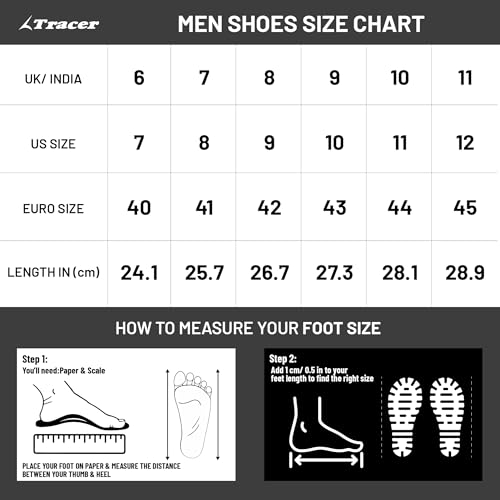 Image of TRACER Men's Running Shoes Stylish & Comfortable EVA with Rubber Sole, Lightweight Knitted Upper, Breathable Design, Secure Fit for Running, Training & Walking, Size 6 to 11UK