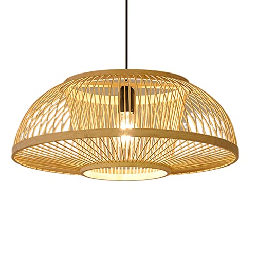 Suspension tissée en bambou MOCHAMIK lustre plafonnier pour cuisine et chambre 40cm